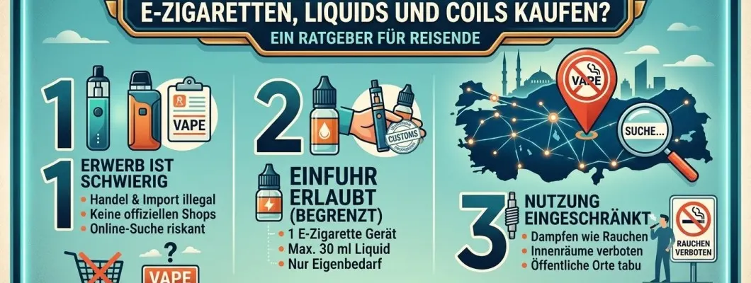 Wo kann man in der Türkei E-Zigaretten, Liquids und Coils kaufen? (Kompletter Leitfaden)