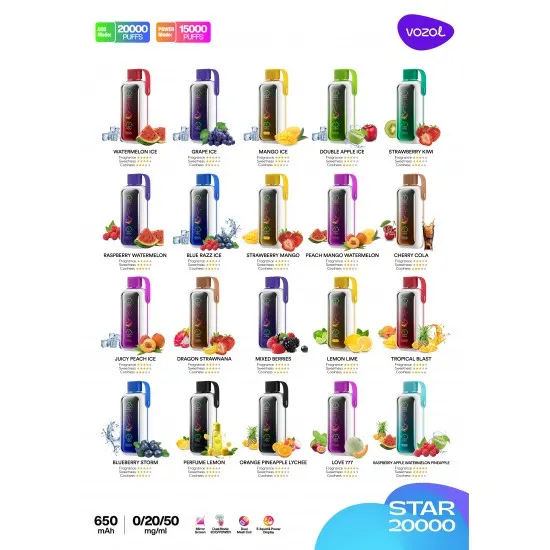 Vozol Star 20000 Puff Ayna Ekranlı Elektronik Sigara - Buharkeyf